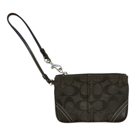 COACH Black Wristlet with Signature Pattern - Picture 1 of 3